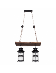 Rustic Cortijo Pendant 2xe27 Brown