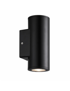 Yopol 2xgu10 Black Outdoor Wall Light Polycarbonate Cylinder 18.6x7.6x9.9 Cm Ip54