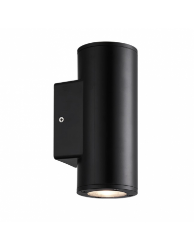 Yopol 2xgu10 Black Outdoor Wall Light Polycarbonate Cylinder 18.6x7.6x9.9 Cm Ip54