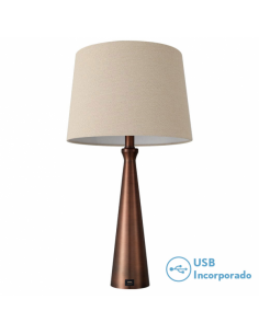 Pearl 1xe27 Brown Table Lamp 61x33x33 Cm USB Port