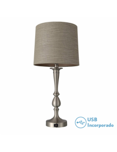 Khalifa 1xe27 Nickel Desktop 60'5x28x28 Cm USB Port