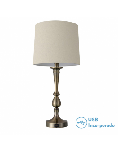 Khalifa 1xe27 Leather Desktop Lamp 60 ́5x28x28 Cm USB Port