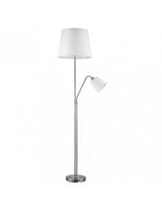 Arturo 1xe27+1xe14 Floor Lamp C/reader Nickel C/pant White 1.8m