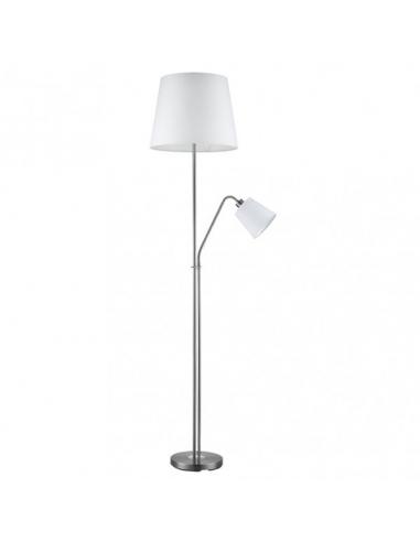Arturo 1xe27+1xe14 Floor Lamp C/reader Nickel C/pant White 1.8m
