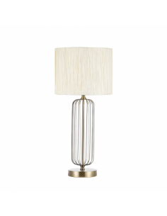 Mansonia Table Lamp 1xe27 Leather C/pant Beige 66x30x30 Cm