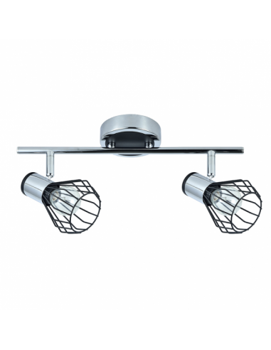 Regleta Mateo 2xe14 Cromo/negro 15x36,5x8,5 Cm