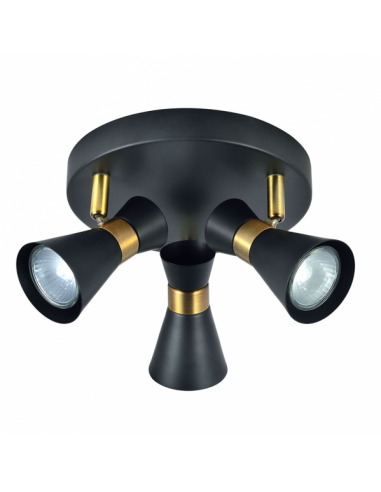 Plafon Maximo 3xgu10 Negro/cuero 13x20x20 Cm