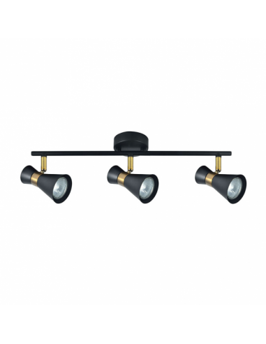 Regleta Maximo 3xgu10 Negro/cuero 15x48,5x8,5 Cm