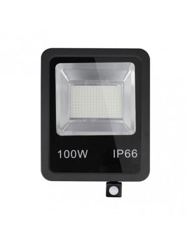 Projector C/sensor Olivino 100w 6500k Black 9000lm Led Sm Ip66 39.5x28.5x7 Cm