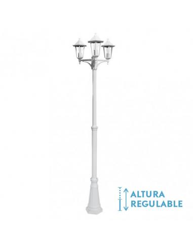 Auriga 3xe27 White Outdoor Aluminum Street Light Ip44 220x62x62 Cm Adjustable In Height