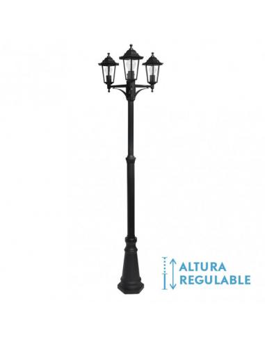 Auriga 3xe27 Black Outdoor Aluminum Street Light Ip44 220x62x62 Cm Adjustable In Height