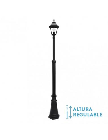 Farola Exterior Aluminio Spica 1xe27 Negro Ip44 220x20x20 Cm Regulable En Altura