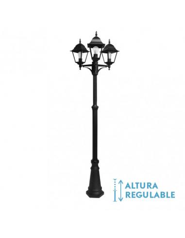 Outdoor Aluminum Street Light Spica 3xe27 Black Ip44 220x62x62 Cm Adjustable In Height