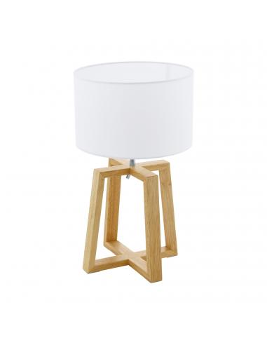 EGLO 97516 - CHIETINO 1 Fabric Lamp in Wood, nature steel, chrome and Textile