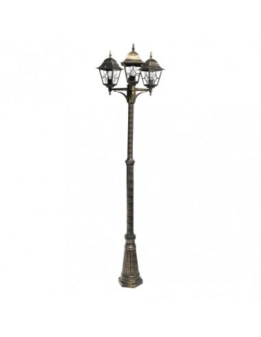 Farola Exterior Aluminio Bootes 3xe27 Neg/oro Ip44 228x62x62 Cm