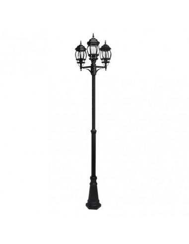 Farola Exterior Aluminio Caelum 3xe27 Negro Ip45 228x55x55 Cm