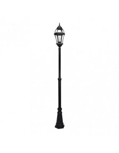 Farola Exterior Aluminio Becrux 1xe27 Negro Ip44 234x25x25 Cm Regulable En Altura