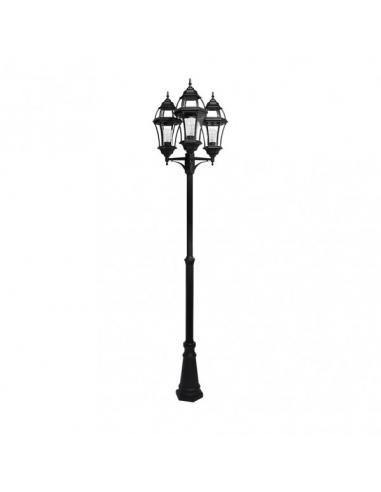 Farola Exterior Aluminio Becrux 3xe27 Negro Ip44 234x60x60 Cm Regulable En Altura Ip44