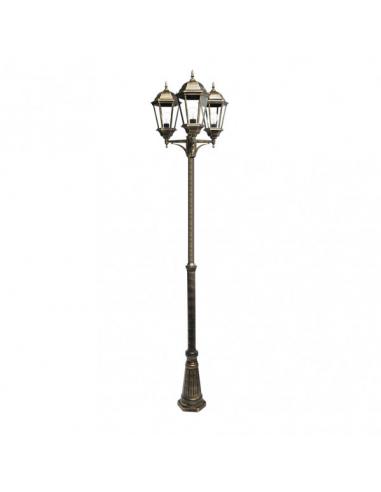 Farola Exterior Aluminio Regulus 3xe27 Neg/oro 230x60x60 Cm Regulable En Altura Ip44