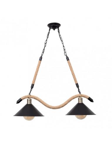 Cabo 2xe27 Black Hemp Rope Lamp Regx80x22 Cm