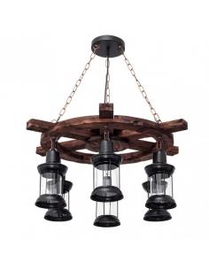 Rustic Finca 6xe27 Black Helmsman Pendant Regx75x75 Cm