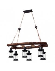 Rustic Finca 6xe27 Black Pendant Regx78x40 Cm