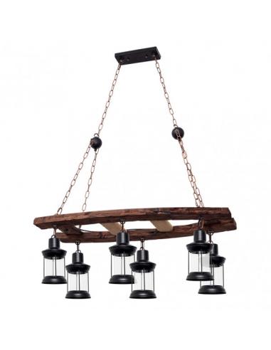 Rustic Finca 6xe27 Black Pendant Regx78x40 Cm