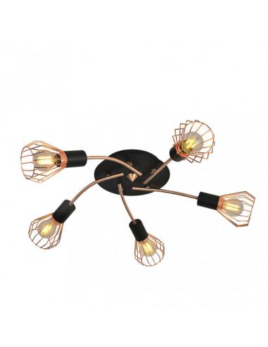 St. Petersburg 5xe14 Black/copper ceiling light 15x55x55 cm