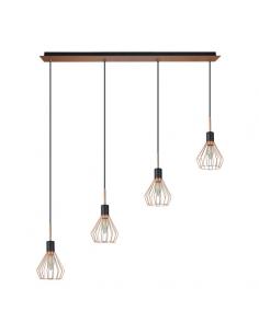 Colgante San Petersburgo 4xe14 Negro/cobre Regx83x13 Cm