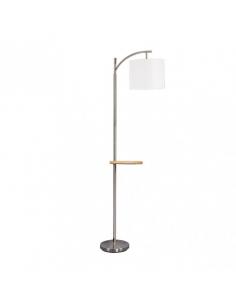 Silk Living Room Foot 1xe27 Nickel with White Screen with Built-in Wooden Bedside Table 181x27x44 Cm