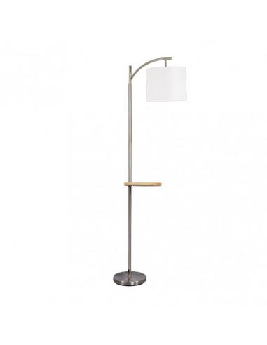 Silk Living Room Foot 1xe27 Nickel with White Screen with Built-in Wooden Bedside Table 181x27x44 Cm