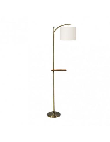 Silk Living Room Foot 1xe27 Leather With Beige Screen W/Bedside Table Wood 181x27x44 Cm