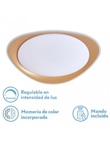Daire Gold 72w Ceiling Light 3000-4000-6500k 5616lm 7x55x55cm Remote+reg.int+memory