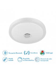 Zaid 48w ceiling light 3000-4000-6500k Rgb White/Bluetooth transp 7x38x38 cm Remote, int.memory reg.speaker: 3744lm