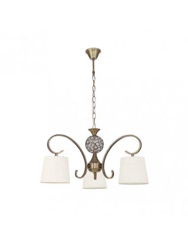 Lampara Bogota 3xe14 Cuero Pantalla Beis Regx57x57 Cm