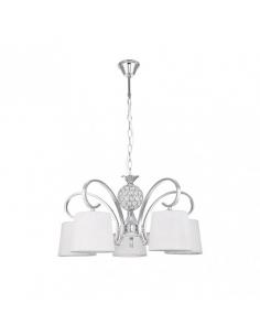 Lampara Bogota 5xe14 Cromo Pantalla Blanca Regx57x57 Cm