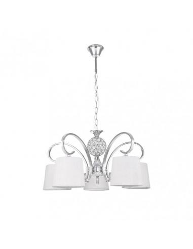 Lampara Bogota 5xe14 Cromo Pantalla Blanca Regx57x57 Cm