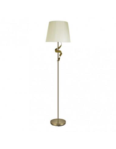 Pie Salon Baeza 1xe27 Cuero Pantalla Beis 162x38x38 Cm