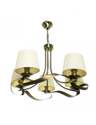 Baeza 5xe14 Leather Lamp Beige Screen Regx55x55 Cm