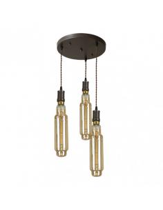 Lampara Elio 3xe27 Marron/ambar Bombillas Incluidas 24w 3000k 1920lm Regx30x30 Cm