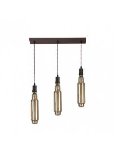 Lampara Elio 3xe27 Marron/ambar Bombillas Incluidas 24w 3000k 1920lm Regx64x8 Cm