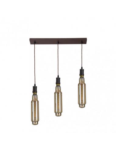 Lampara Elio 3xe27 Marron/ambar Bombillas Incluidas 24w 3000k 1920lm Regx64x8 Cm