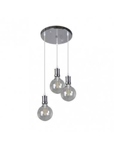 Lampara Prisco 3xe27 Cromo/transparente Bombillas Incluidas 24w 2700k 2550lm Regx36x36 Cm