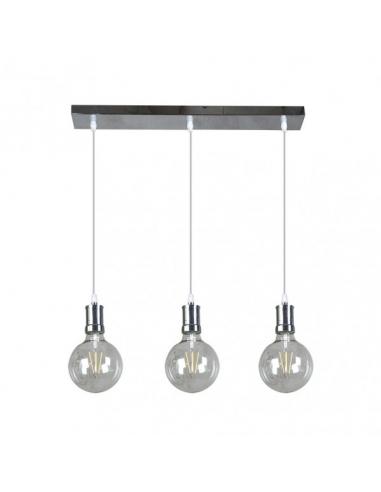 Lampara Prisco 3xe27 Cromo/transparente Bombillas Incluidas 24w 2700k 2550lm Regx64x12,5 Cm