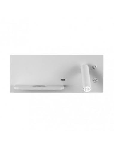Aplique 2+8w 4000k Velazquez Dcho Blanco Usb+qi 130lm Doble Encendido 14x35x14 Cm
