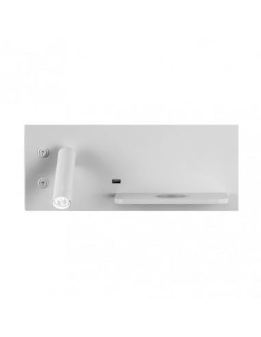 Aplique 2+8w 4000k Velazquez Izqdo Blanco Usb+qi 130lm Doble Encendido 14x35x14 Cm