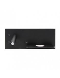 Velazquez Left Black Usb+qi 130lm Double On Wall Light 2+8w 4000k 14x35x14 Cm