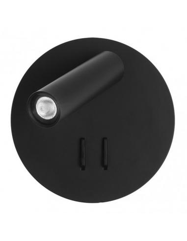 Aplique 2+6w 4000k Manet Redondo Negro 130lm Doble Encendido 14x14x12 Cm