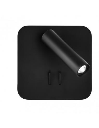 Aplique 2+6w 4000k Manet Cuadrado Negro 130lm Doble Encendido 14x14x12 Cm