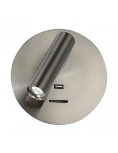 Giotto Round Nickel Wall Light 3w 4000k Usb Port 150lm C/switch 14x14x12cm Orientb